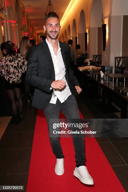 Diego Contento attends the premiere of the movie "My Name is Josy" at Villa Kennedy on October 5, 2021 in Frankfurt am Main, Germany.