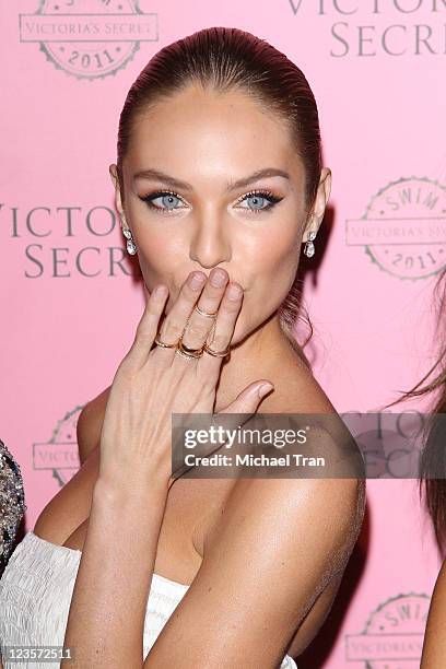 Candice Swanepoel arrives at Victoria's Secret celebrates 2011 swim season held at Club L on March 30, 2011 in West Hollywood, California.