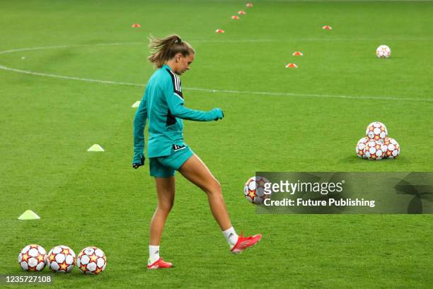 Players of FC Real Madrid practice during the open training ahead of the UEFA Women's Champions League matchday 1 game agaist FC Zhytlobud-1 Kharkiv,...