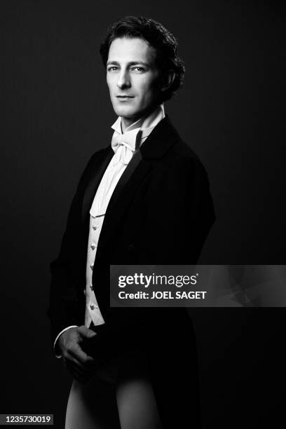Paris Opera Ballet's French Danseur Etoile, Mathieu Ganio, poses in the costume of Julien Sorel , the character of Stendhal's famous novel "Le Rouge...