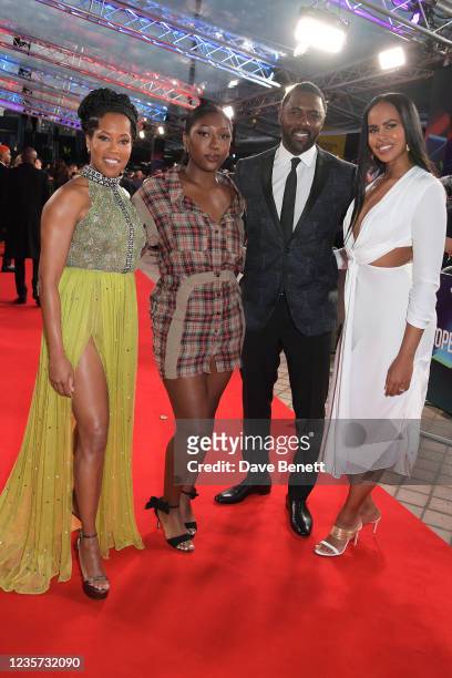 Regina King, Isan Elba, Idris Elba and Sabrina Dhowre Elba attend the Opening Night Gala for "The Harder They Fall" during the 65th BFI London Film...