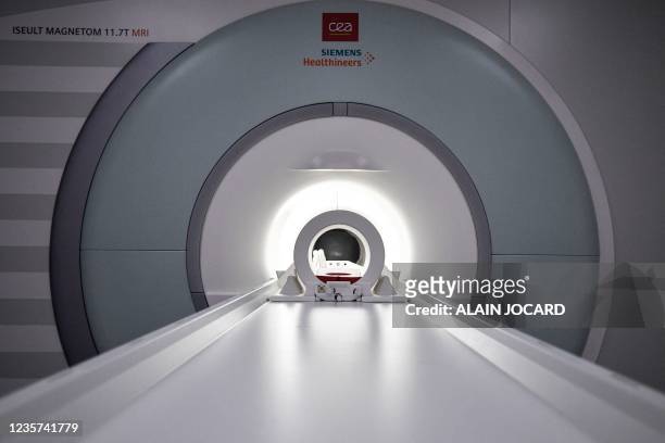 This photograph taken on October 5 shows a magnetic resonance imaging machine at Neurospin in Gif-sur-Yvette, south-west of Paris. - This MRI is the...