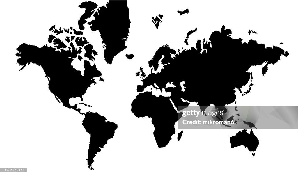 World Mappoint Shape Shape Of The World Map Continents High-Res Stock Photo - Getty Images