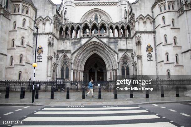 Exterior of the Royal Courts of Justice on 2nd October 2021 in London, United Kingdom. The Royal Courts of Justice, commonly called the Law Courts,...