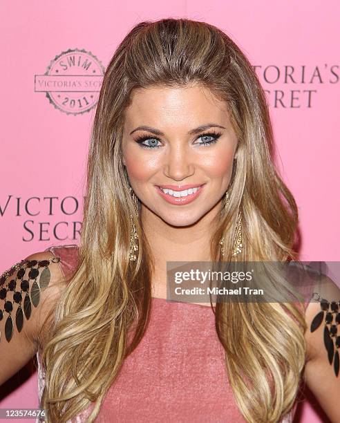 Amber Lancaster arrives at Victoria's Secret celebrates 2011 swim season held at Club L on March 30, 2011 in West Hollywood, California.