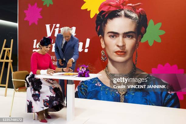 Queen Maxima of The Netherlands attends the opening of the exhibition "Viva la Vida!", featuring art and personal objects of Mexican artist Frida...