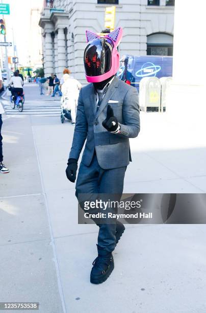 Rapper Lil Uzi Vert is seen leaving the Thom Browne store on October 7, 2021 in New York City.
