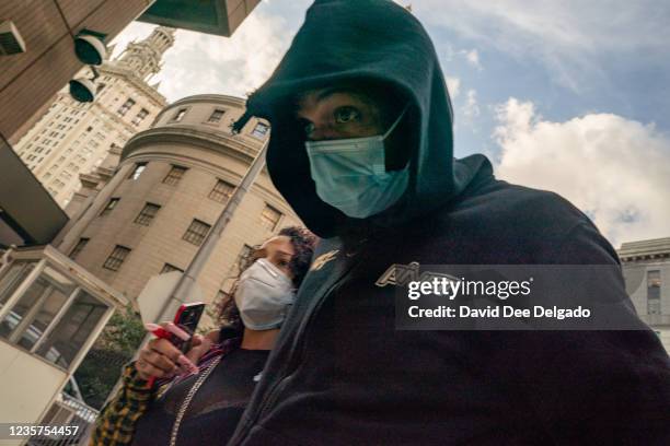 Former NBA player Sebastian Telfair departs after being arraigned in Federal Court on October 7, 2021 in New York City. Mr. Telfair is one of 18...