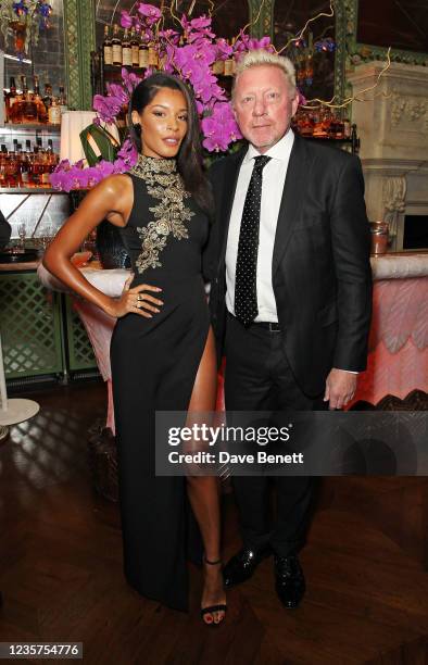 Lilian de Carvalho and Boris Becker representing The Sir Stanley Matthews Foundation attend the Golden Vines Awards dinner, benefitting the Gerard...