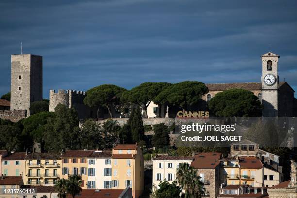 Photograph shows the Suquet district in the French riviera city of Cannes, southern France, on October 8, 2021.