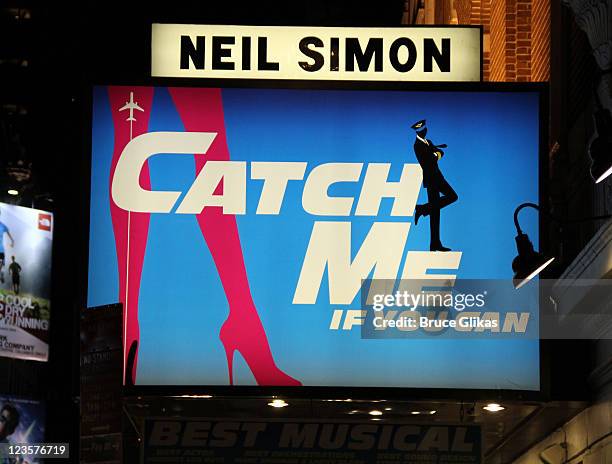 Signage at the hit musical "Catch Me If You Can" on Broadway at The Neil Simon Theater on June 3, 2011 in New York City.