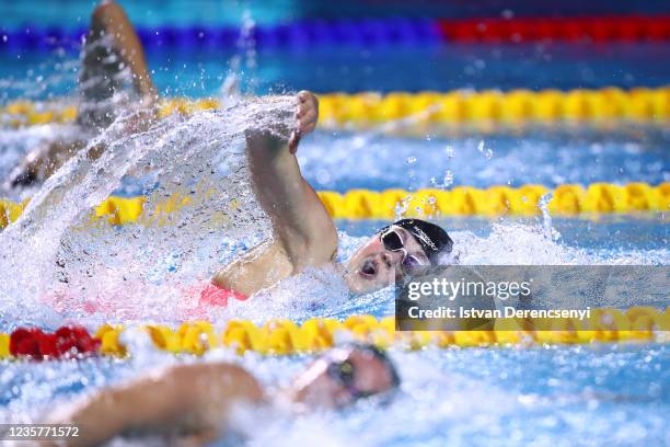 Katja Fain of Slovenia competes in the women's freestyle 200m final on day two at the FINA Swimming World Cup in the Duna Arena on October 08, 2021...