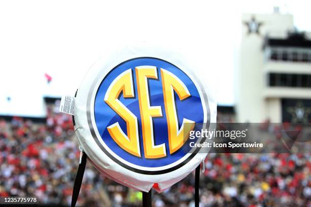 Southeastern Conference logo on a down marker during a game between the Vanderbilt Commodores and Georgia Bulldogs, Saturday, September 25 at...