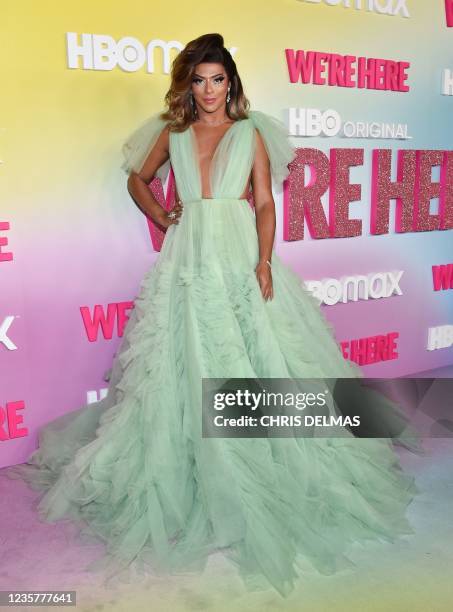 Drag queen/producer Shangela arrives for the Los Angeles Premiere of Season 2 of HBOs unscripted series "We're Here" at Sony Pictures Studios in...