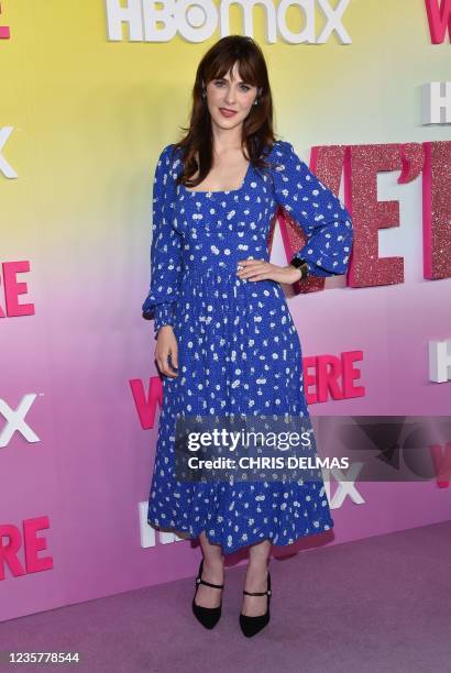 Actress Zooey Deschanel arrives for the Los Angeles Premiere of Season 2 of HBOs unscripted series "We're Here" at Sony Pictures Studios in Culver...