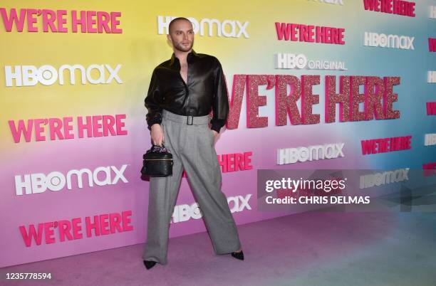 Fashion designer August Getty arrives for the Los Angeles Premiere of Season 2 of HBOs unscripted series "We're Here" at Sony Pictures Studios in...
