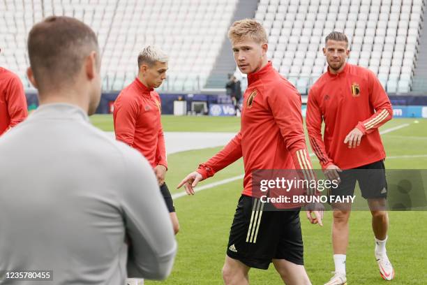 Belgium's Kevin De Bruyne pictured during a training session of the Belgian national soccer team Red Devils, in Torino, Italy, on Saturday 09 October...