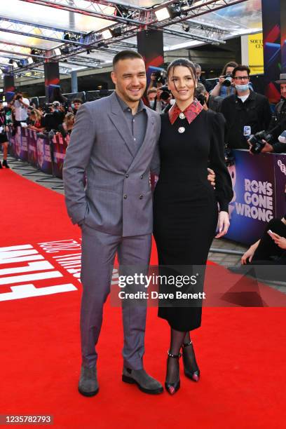 Liam Payne and Maya Henry attend the UK Premiere of "Ron's Gone Wrong" during the 65th London Film Festival at The Royal Festival Hall on October 9,...