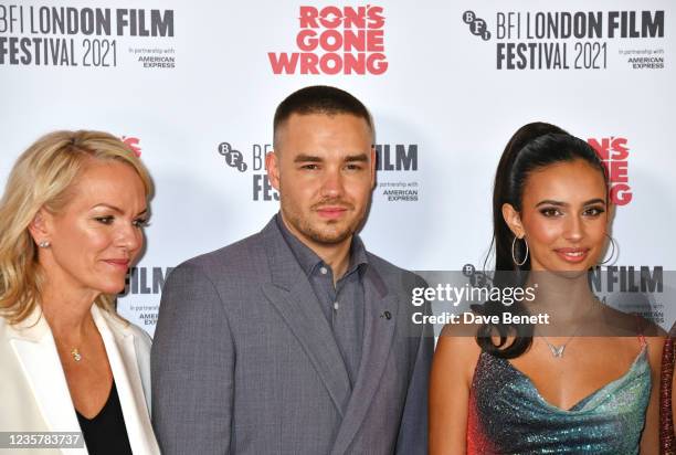 Elisabeth Murdoch, Liam Payne and Kylie Cantrall attend the UK Premiere of "Ron's Gone Wrong" during the 65th London Film Festival at The Royal...