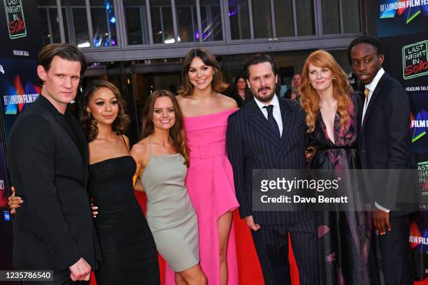 Matt Smith, Kassius Nelson, Rebecca Harrod, Synnove Karlsen, Edgar Wright, Krysty Wilson-Cairns and Michael Ajao attend the UK Premiere of "Last...