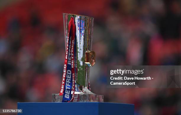 The Betfred Trophy on display before the Betfred Super League Grand Final match between Catalans Dragons and St Helens at Old Trafford on October 9,...