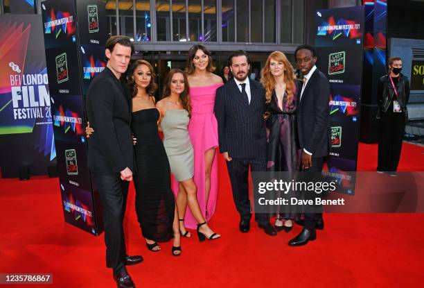 Matt Smith, Kassius Nelson, Rebecca Harrod, Synnove Karlsen, Edgar Wright, Krysty Wilson-Cairns and Michael Ajao attend the UK Premiere of "Last...