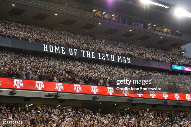 Aggie fans cover the stadium with white towels during a game between the Alabama Crimson Tide and the Texas A&M Aggies at Kyle Field on October 9,...