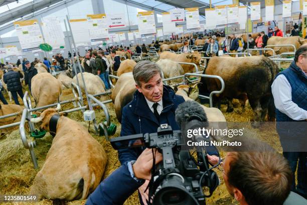 France. Arnaud Montebourg, former Minister of Economy and candidate for the 2022 presidential election being interviewed, at the 30th Sommet de l...