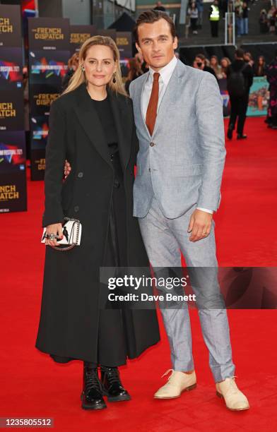 Aimee Mullins and Rupert Friend attend the UK Premiere of "The French Dispatch" during the 65th BFI London Film Festival at The Royal Festival Hall...