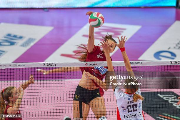 Trnkova Veronika , Stufi Federica during the Volleyball Italian Serie A1 Women match Bosca S.Bernardo Cuneo vs Acqua&amp;Sapone Roma Volley Club on...