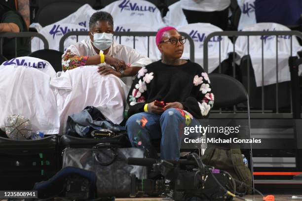 Alumni Cappie Pondexter attends the Phoenix Mercury game against the Chicago Sky during Game One of the 2021 WNBA Finals on October 10, 2021 at...