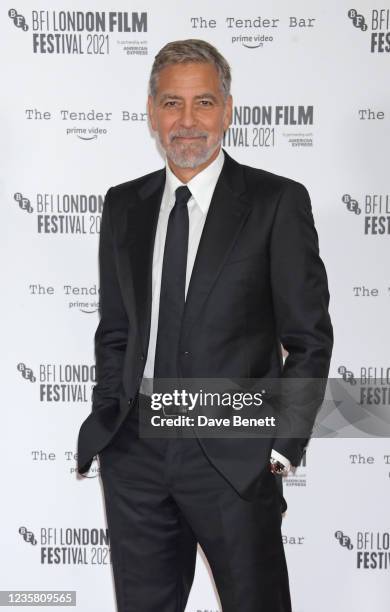 George Clooney attends the Premiere of "The Tender Bar" during the 65th BFI London Film Festival at The Royal Festival Hall on October 10, 2021 in...