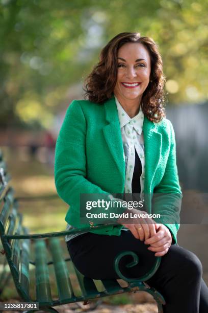 Shirley Ballas, ex ballroom dancer and head judge on Strictly Come Dancing, poses for a photo as she attends the Cheltenham Literature Festival, on...