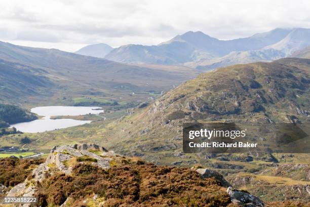 Seen from the east at Capel Curig is a view of the 1,085 metres above sea level peak, Snowdon, the highest point in the British Isles outside the...