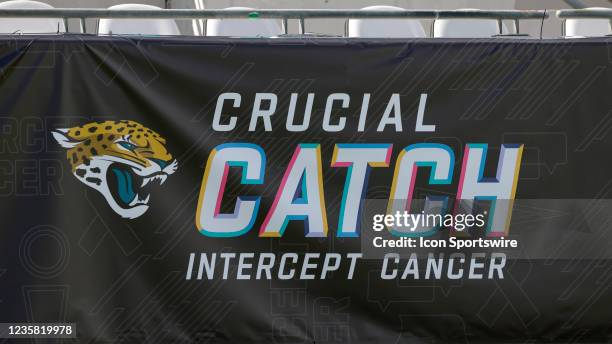 Banner with the NFL Crucial Catch logo during the game between the Tennessee Titans and the Jacksonville Jaguars on October 10, 2021 at TIAA Bank...