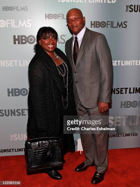 Actor Samuel L. Jackson and wife LaTanya Richardson attend the HBO Films & The Cinema Society host a screening of "Sunset Limited" at the Time Warner...