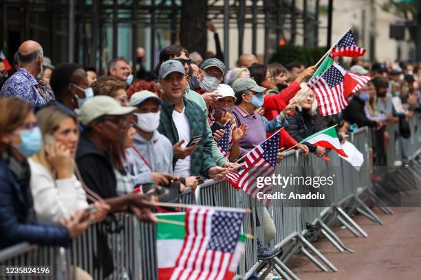 Annual Columbus Day Parade in New York City, United States on October 11, 2021. The annual event celebrates the day that Christopher Columbus landed...