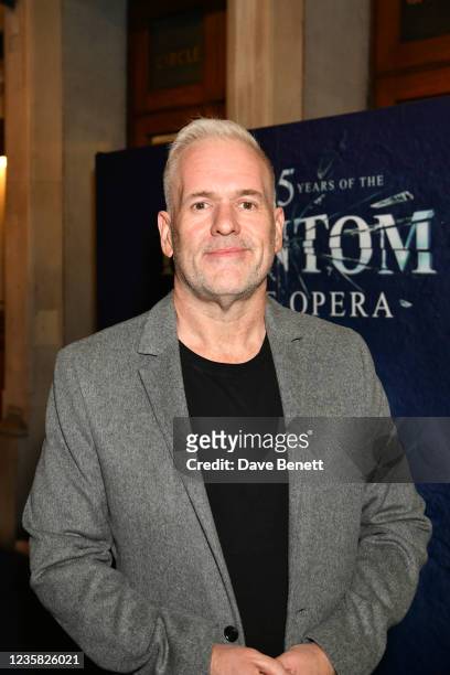 Chris Moyles attends a pre-show drinks reception ahead of the 35th birthday gala performance of "The Phantom Of The Opera" at The Haymarket Hotel on...