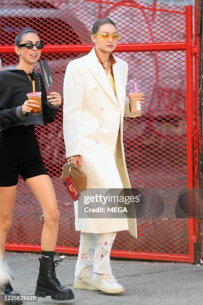 Gigi Hadid is seen on October 11, 2021 in New York City.