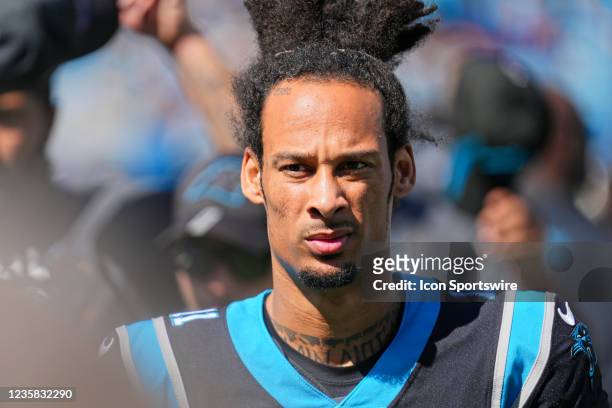 Carolina Panthers wide receiver Robby Anderson looks on during the game between the Carolina Panthers and the Philadelphia Eagles on October 10, 2021...