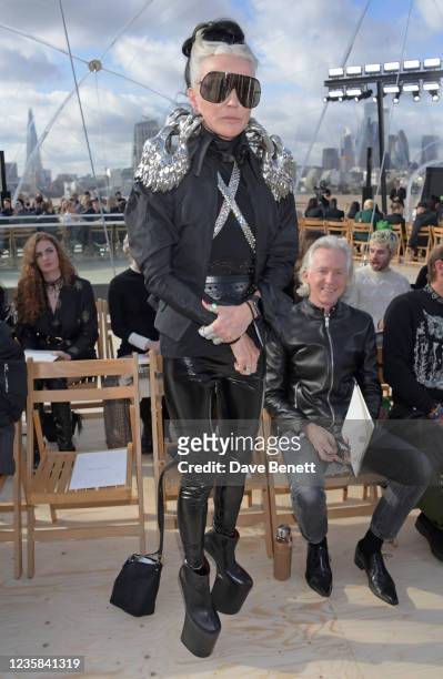 Daphne Guinness attends the Alexander McQueen SS22 Womenswear show at Tobacco Dock on October 12, 2021 in London, England.