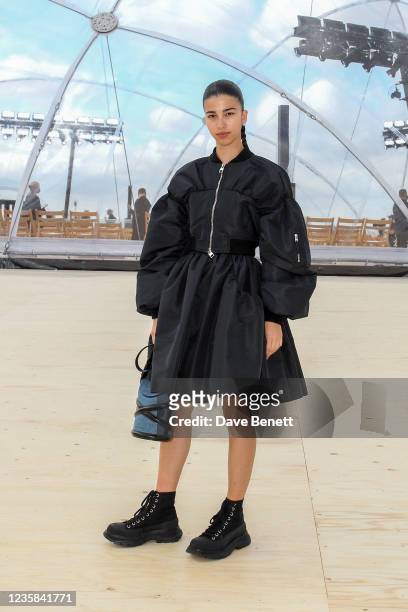 Daniela Contreiras attends the Alexander McQueen SS22 Womenswear show at Tobacco Dock on October 12, 2021 in London, England.