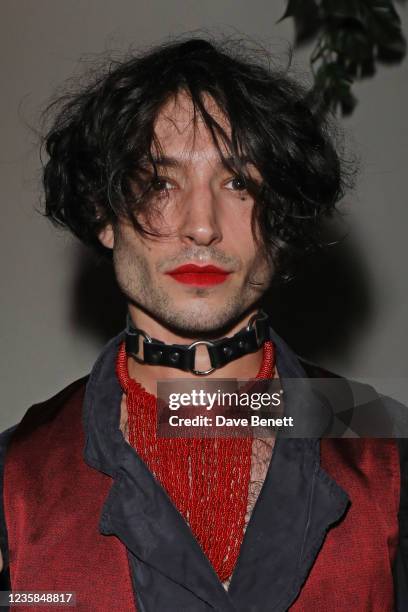 Ezra Miller attends the after show party for the Alexander McQueen SS22 Womenswear Show at The Standard on October 12, 2021 in London, England.