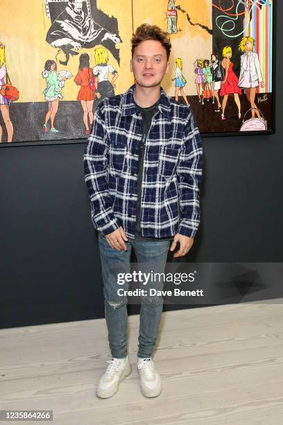 Conor Maynard attends 'Harti' Private View at StART Art Fair at Saatchi Gallery on October 13, 2021 in London, England.