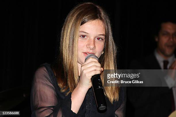 Jamison Bess Belushi performs at The Opening Night After Party for "Born Yesterday" on Broadway at The Edison Ballroom on April 24, 2011 in New York...