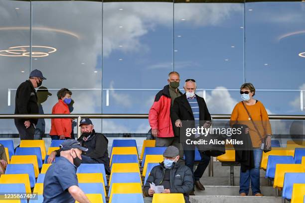 Patrons at Warrnambool Racing Club, which is holding the meeting as a vaccination passport trial, ahead of Fabriweld Constructions Maiden Plate at...