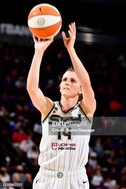 Allie Quigley of the Chicago Sky shoots the ball against the Phoenix Mercury during Game Two of the 2021 WNBA Finals on October 13, 2021 at Footprint...