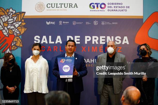 Diego Sinhue , Governor of the State of Guanajuato, Marina Núñez Bespalova , Undersecretary of Cultural Development of the Ministry of Culture of the...