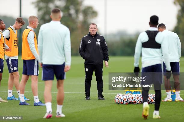 Leicester City Manager Brendan Rodgers during the Leicester City training session at Leicester City Training Ground, Seagrave on October 13th, 2021...