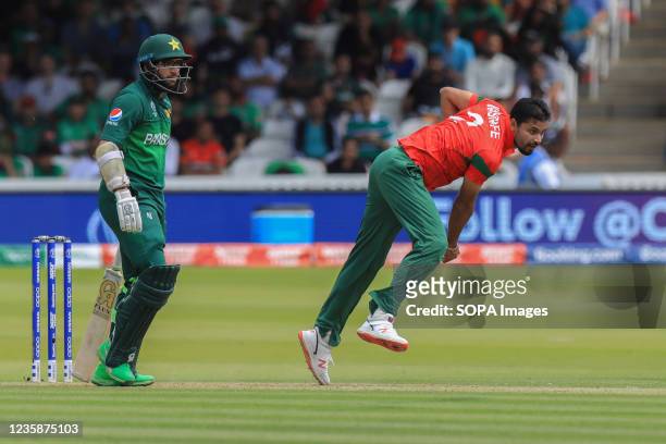 Bangladesh cricket player Mashrafe Mortaza , in action during the 43 match ICC Cricket World Cup between Pakistan vs Bangladesh at Lord's Cricket...